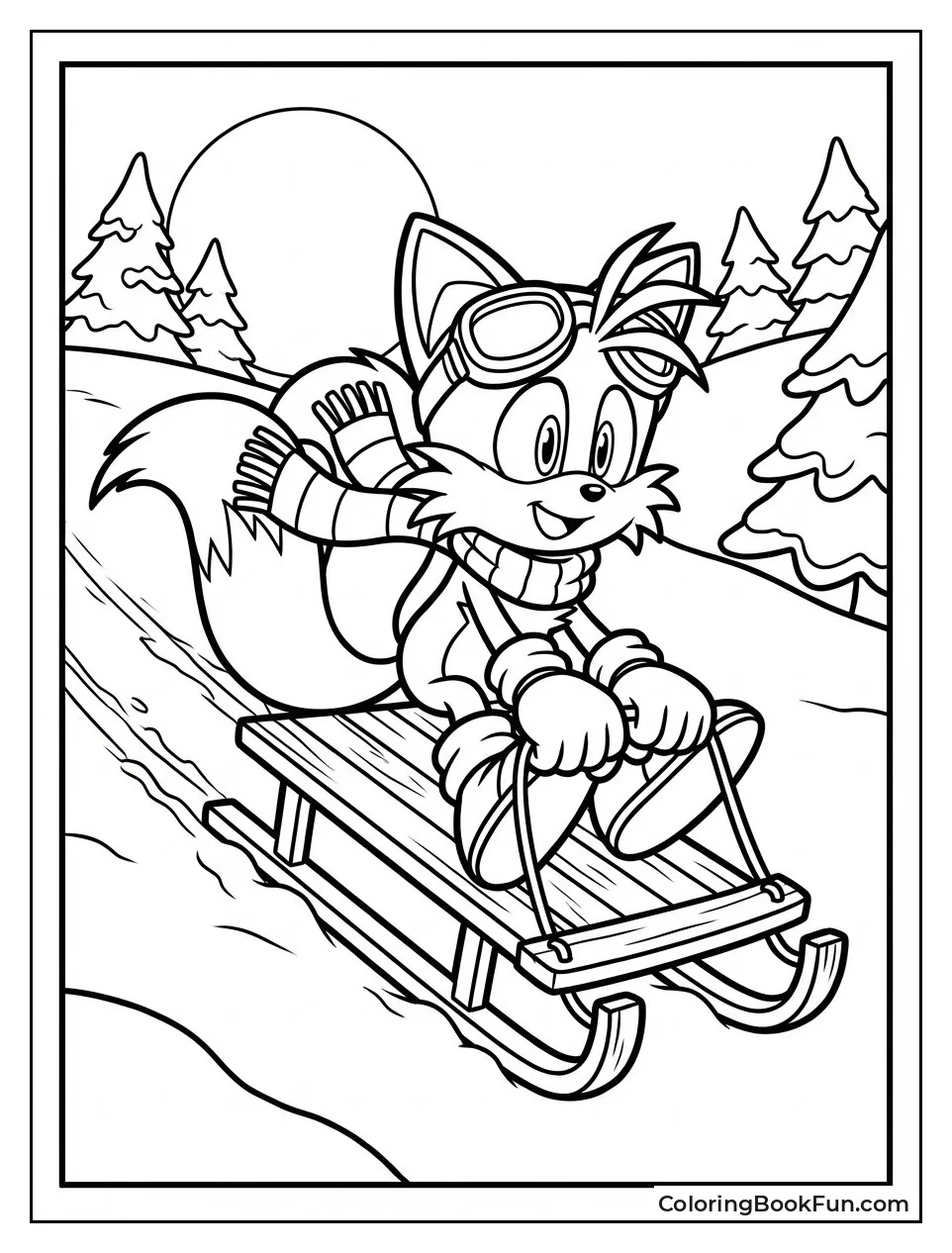 Tails Steers Snowy Sled