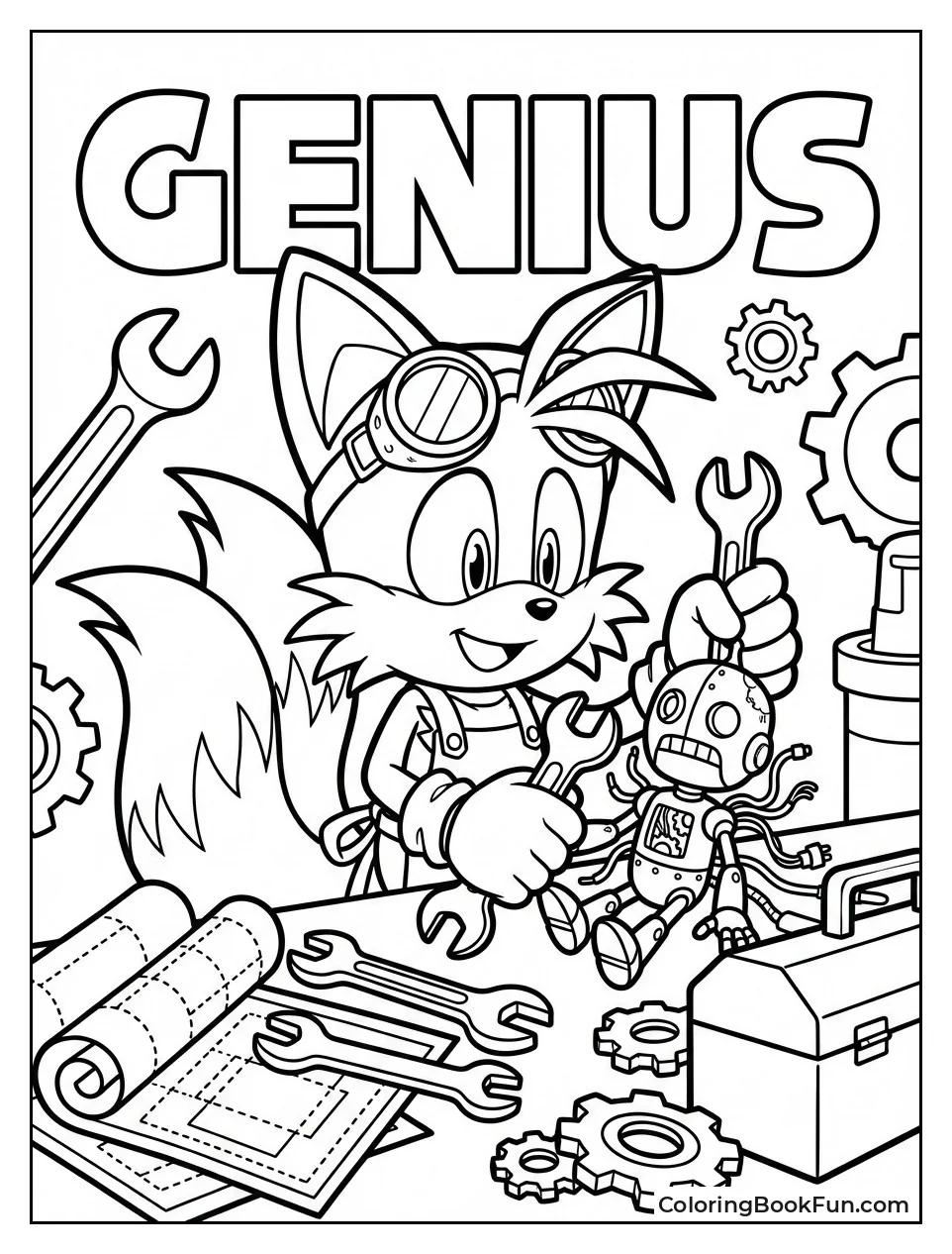 Tails Fixes Robot with Tools
