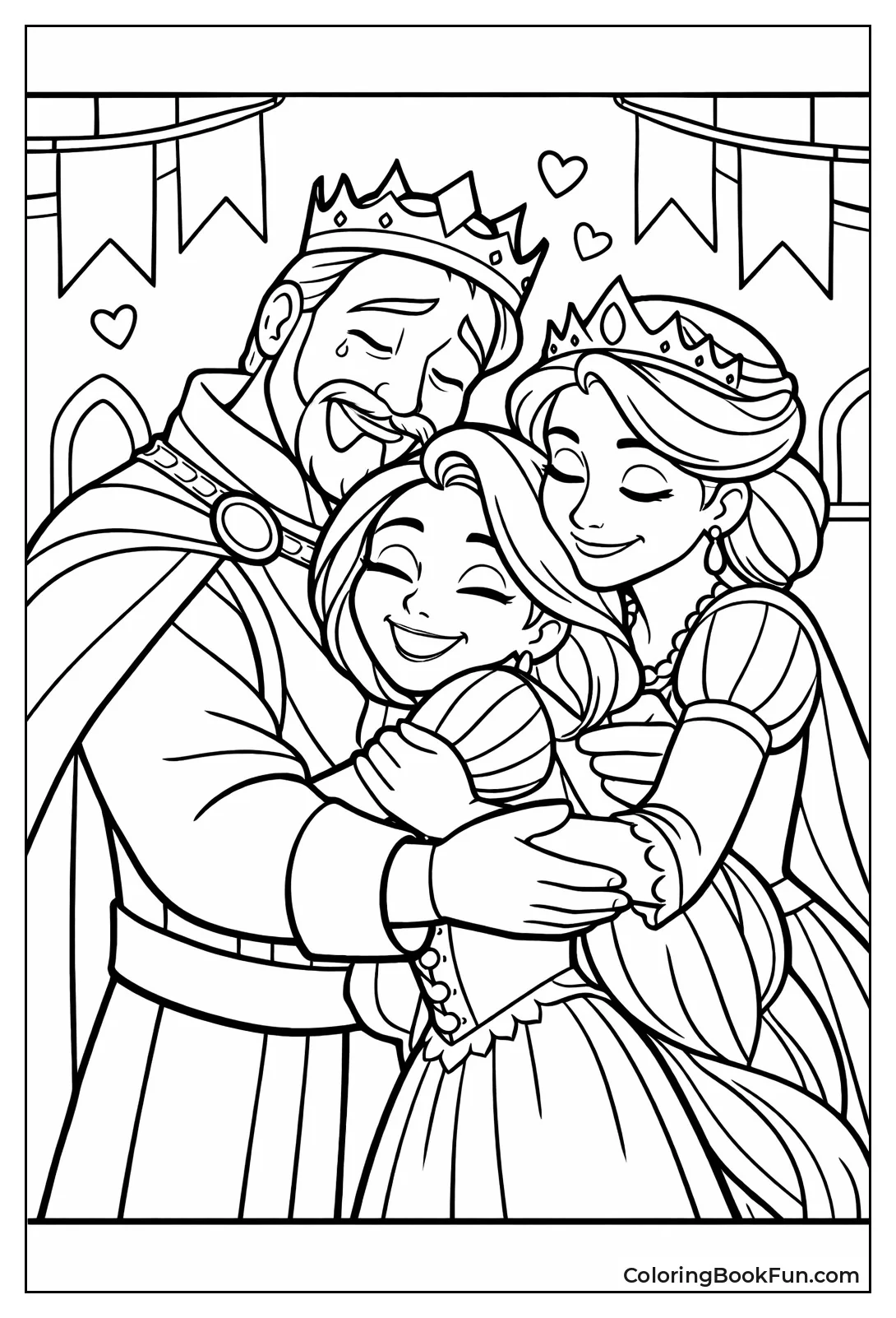 Rapunzel Hugs Her Parents