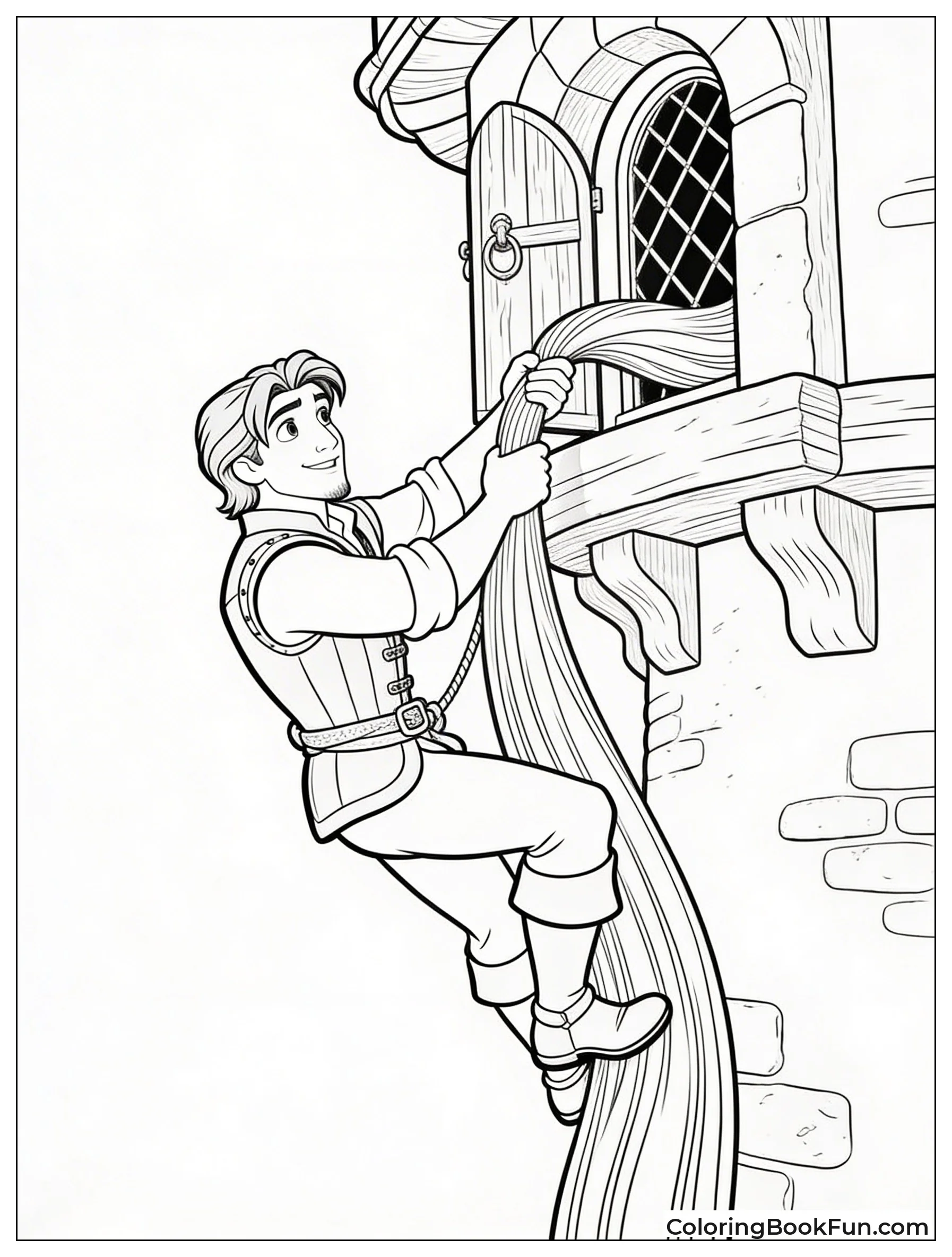 Flynn Climbs Rapunzel's Hair