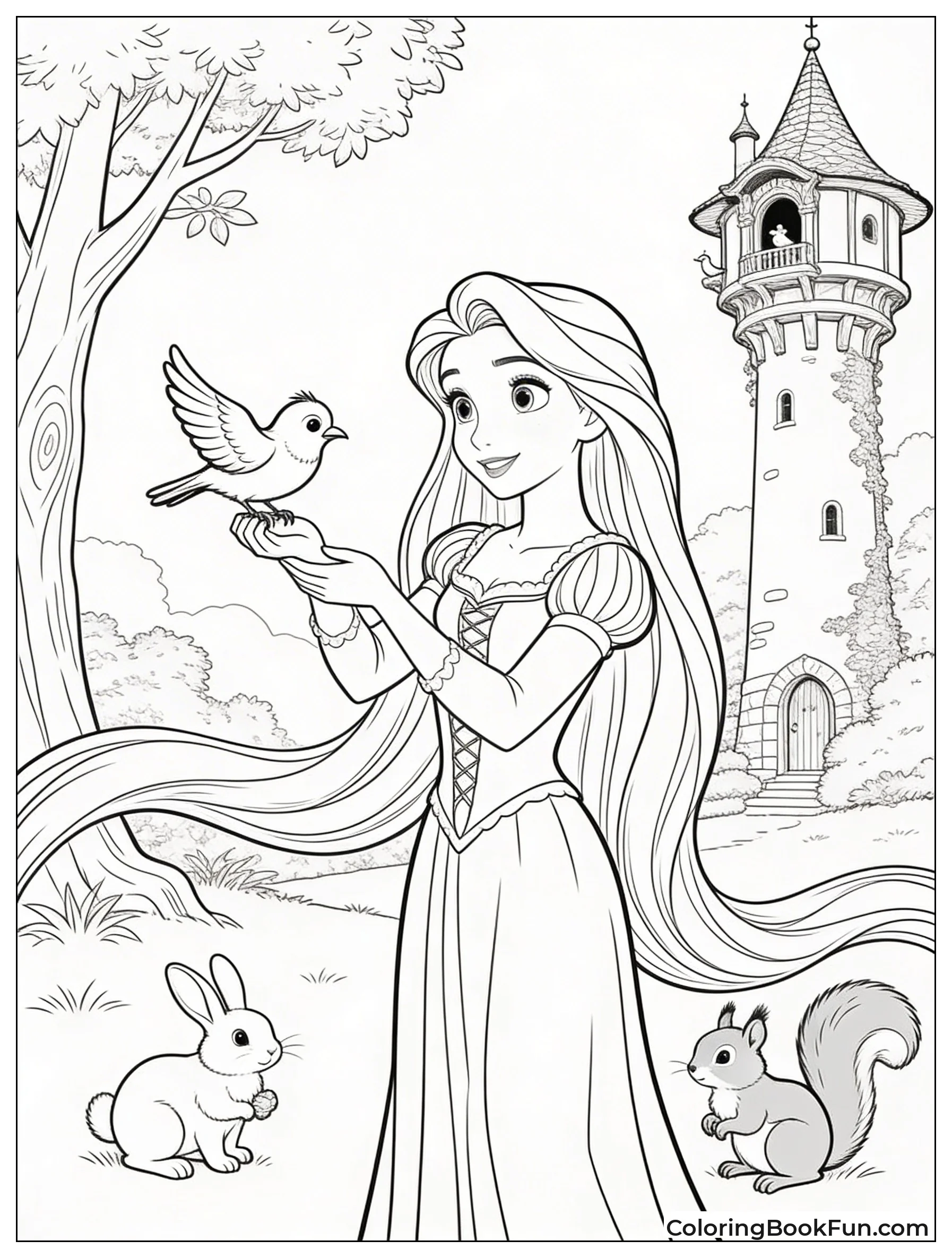 Rapunzel Plays with Forest Friends