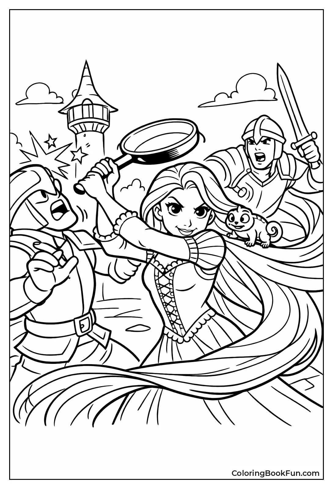 Rapunzel Fights with Frying Pan