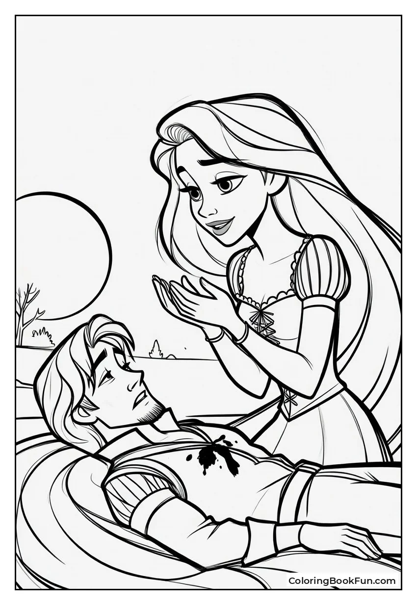 Rapunzel Heals Flynn with Glowing Hair
