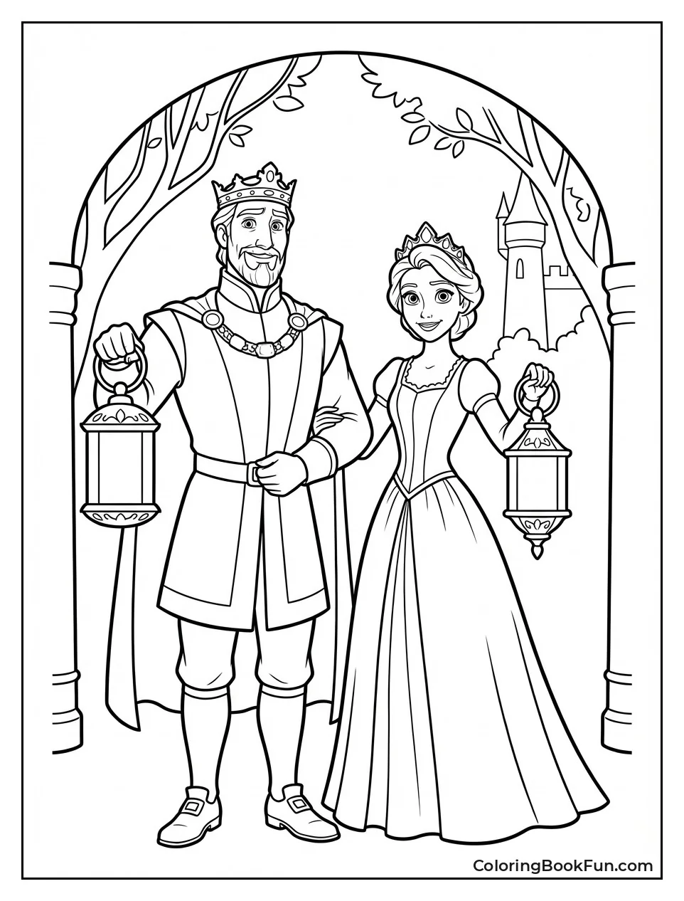 King and Queen Hold Lanterns