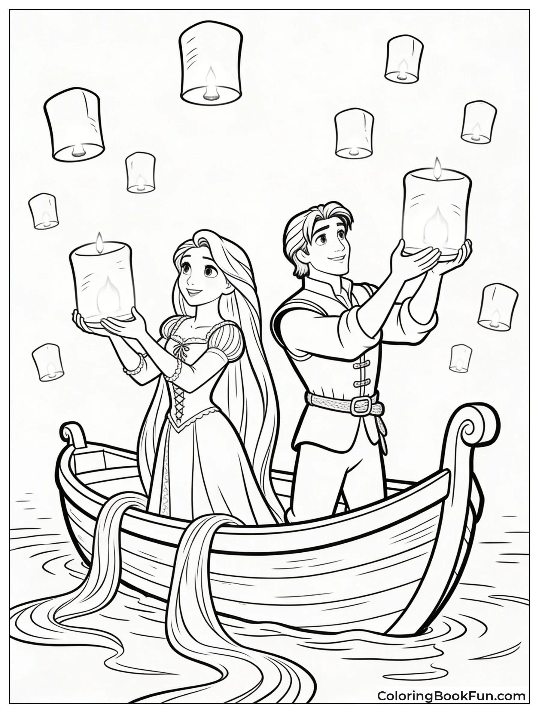 Rapunzel and Flynn Release Lanterns