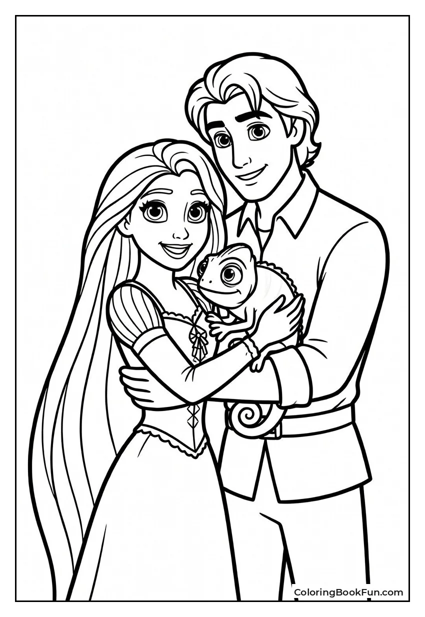 Rapunzel Hugs Pascal Tightly
