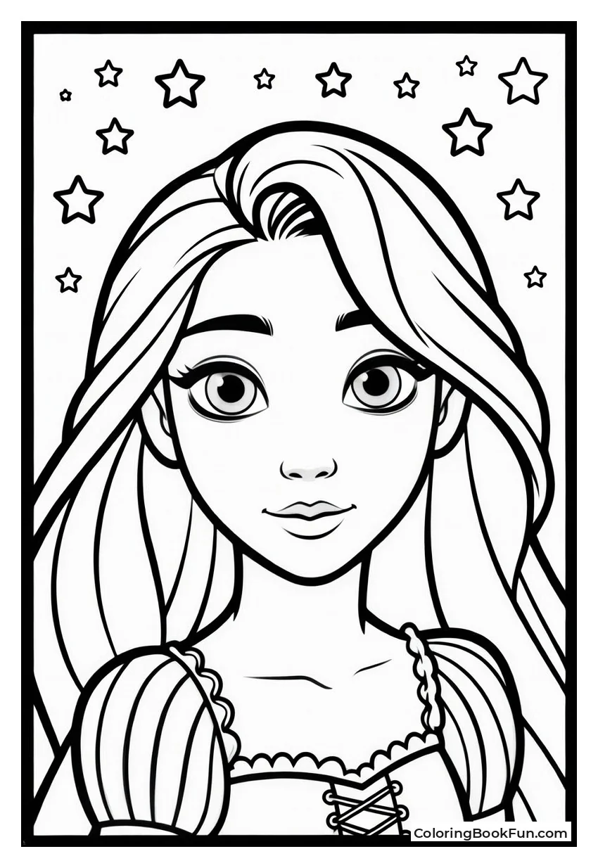 Rapunzel Daydreams at Tower Window