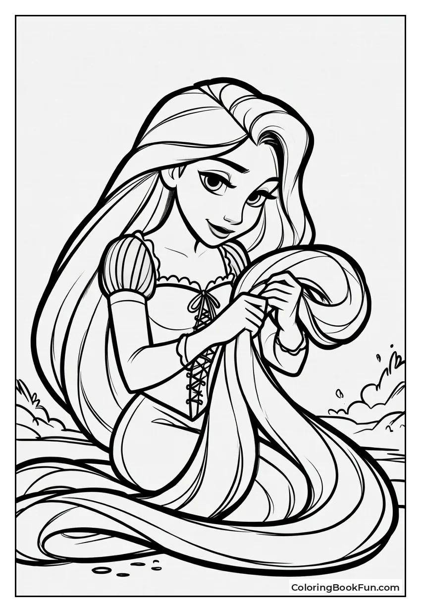 Rapunzel Gathers Her Long Hair