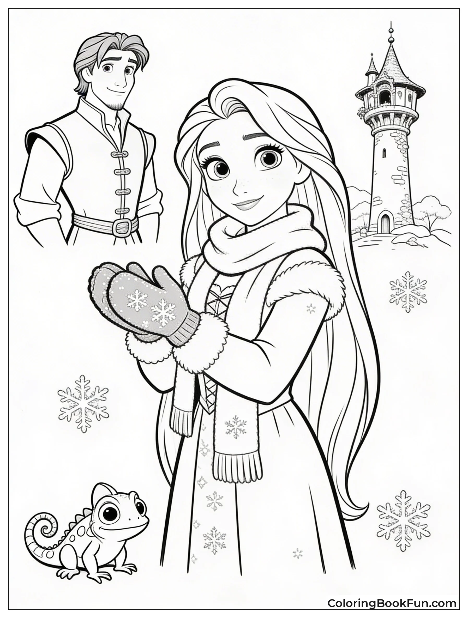 Rapunzel in Cozy Winter Dress