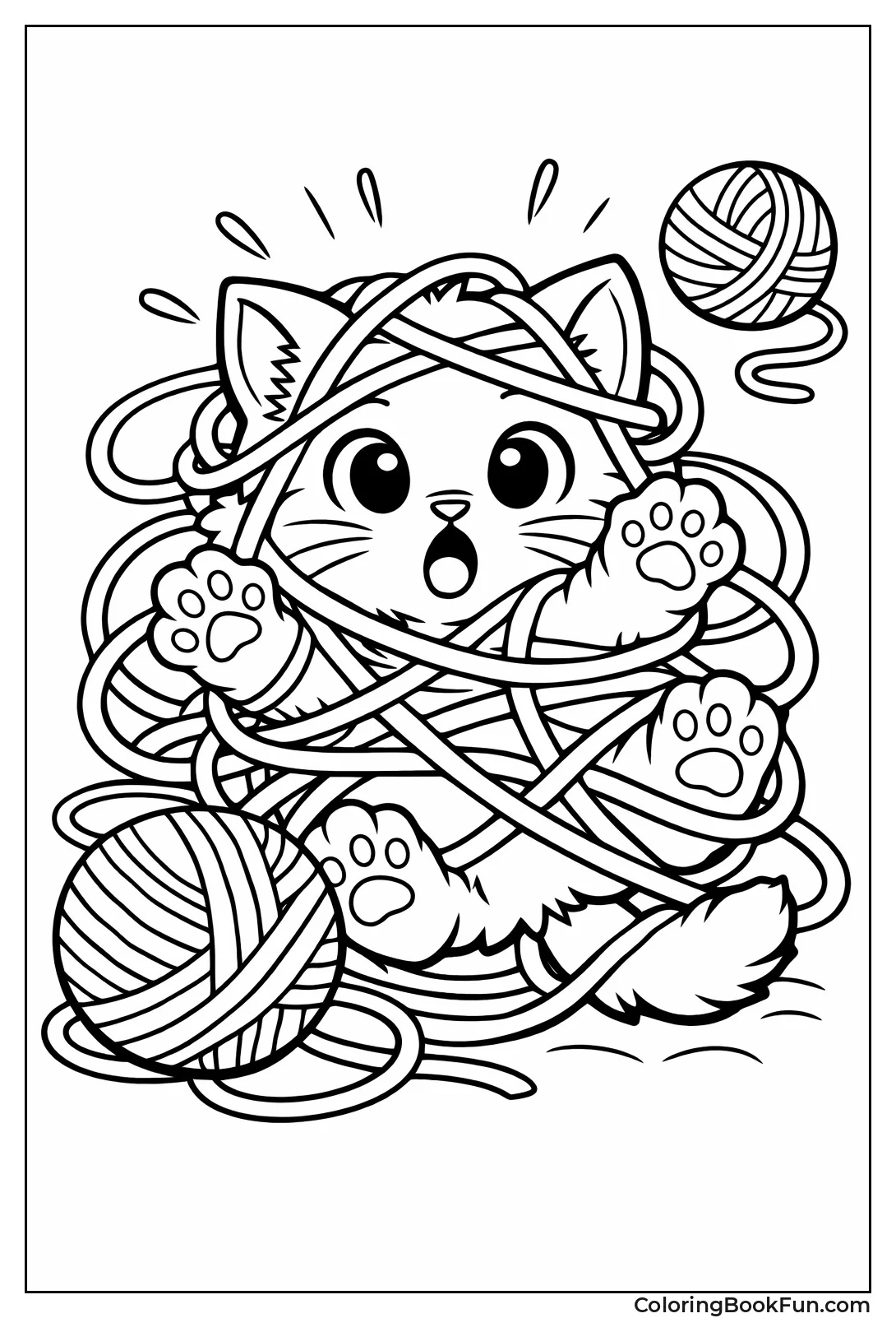Kitten Tangled in Yarn