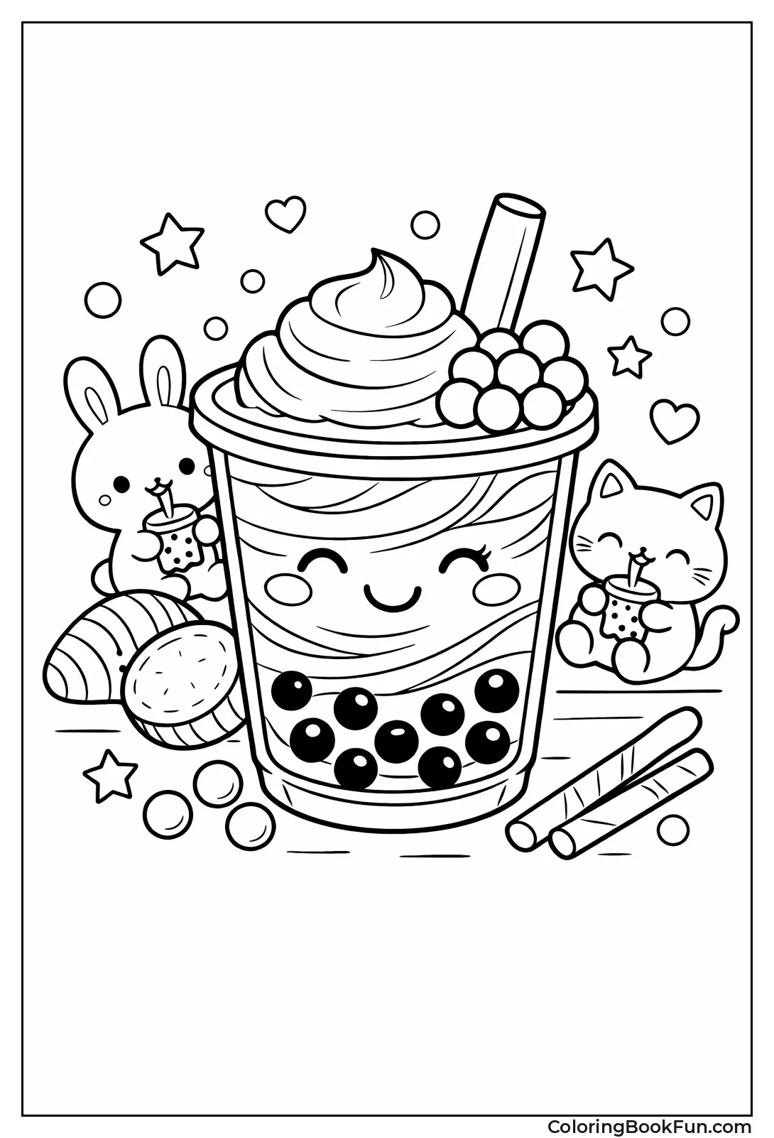 Swirling Taro Boba Drink