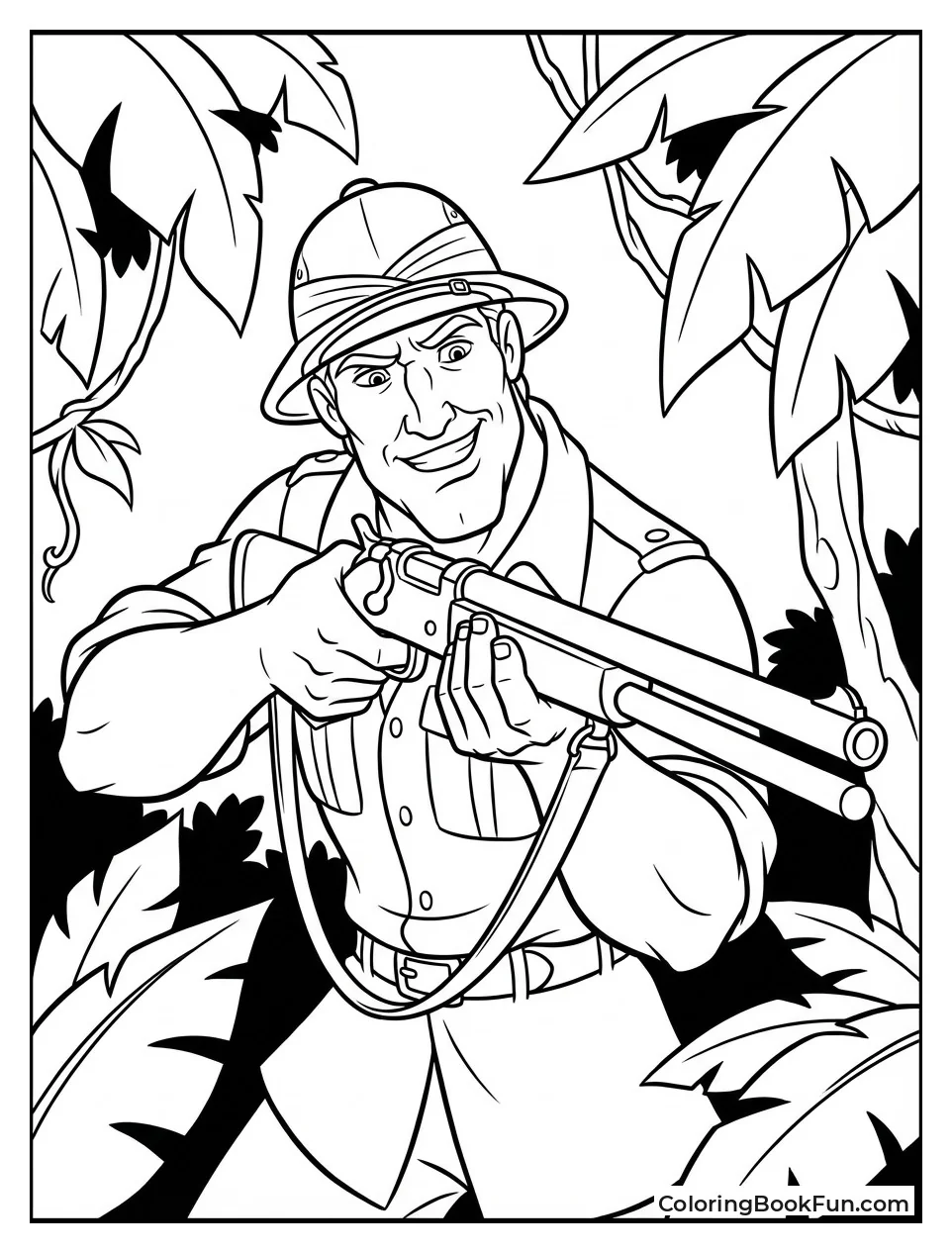 Clayton Aims Rifle in Shadows