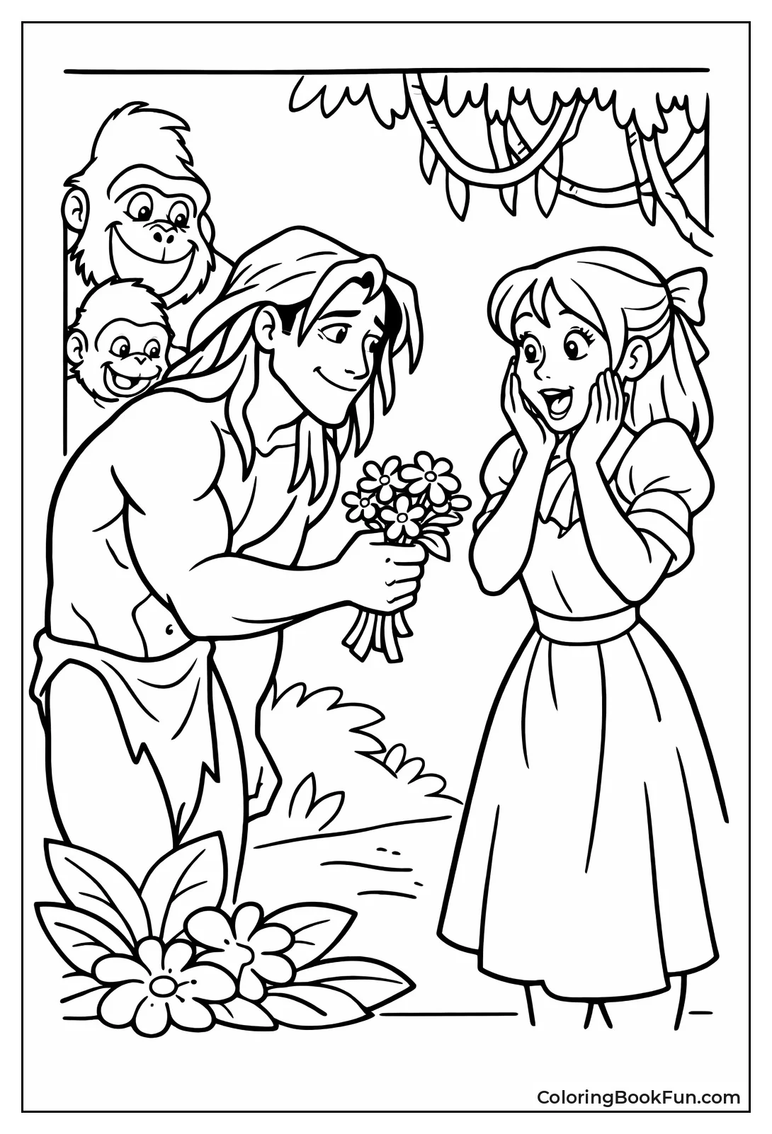 Tarzan Gives Flowers to Jane