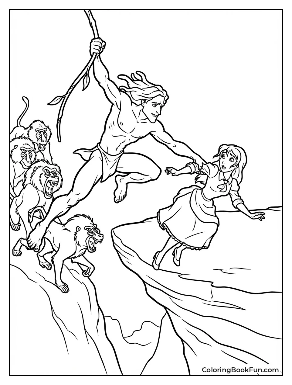 Tarzan Rescues Jane from Baboons