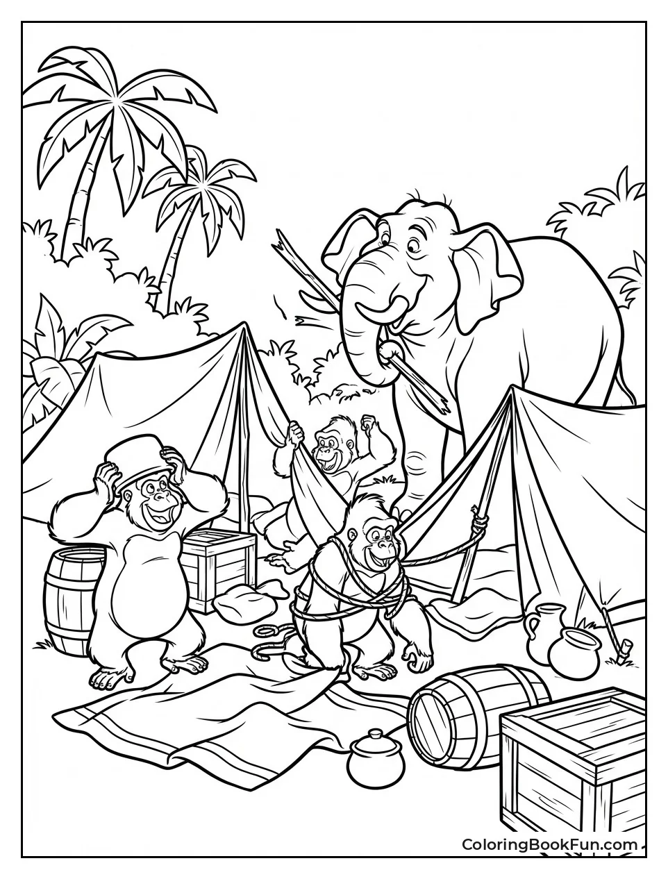 Gorillas Trash Camp with Tantor