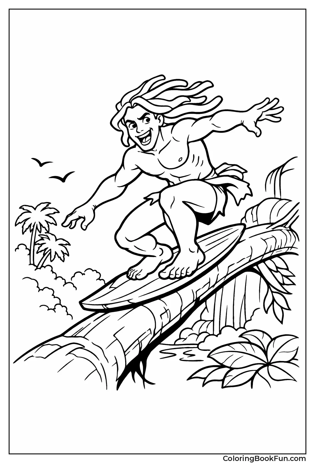 Tarzan Surfs Bending Tree Branch