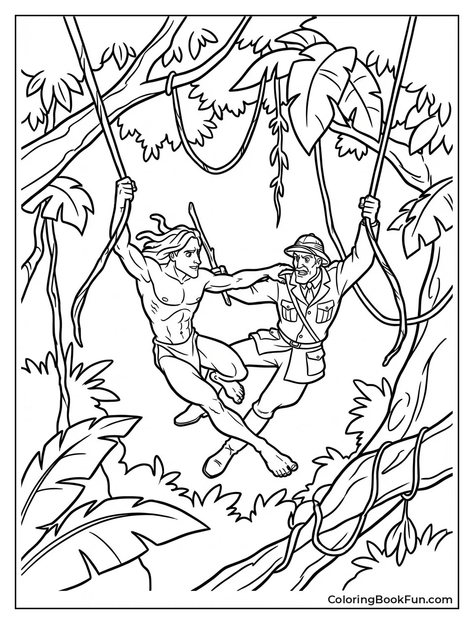 Tarzan Duels Clayton on Vines