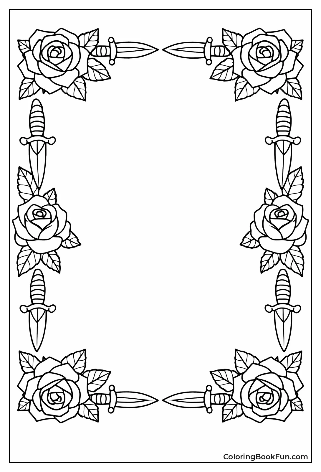 Daggers Roses Border Frame