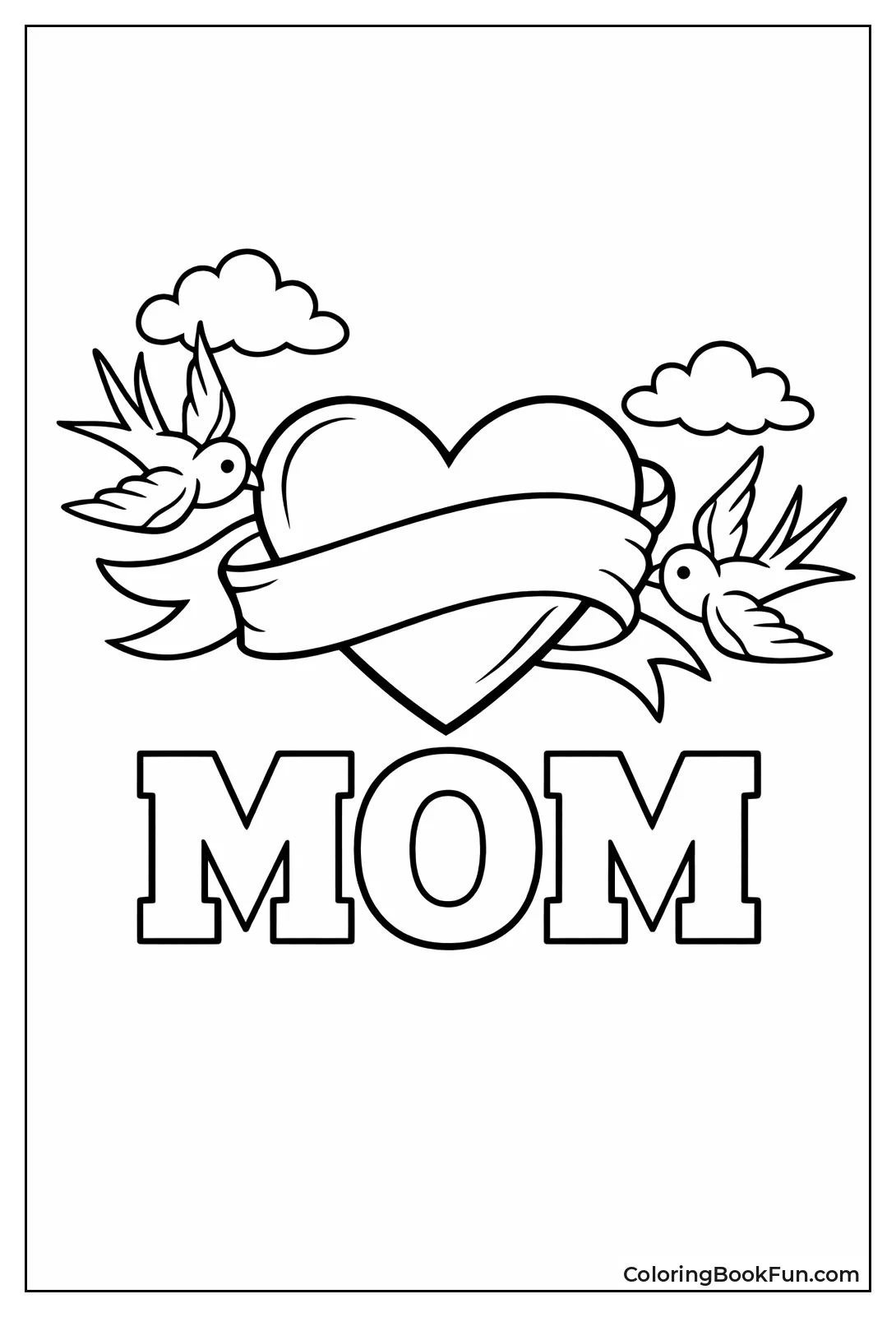 Heart Banner Birds Fly