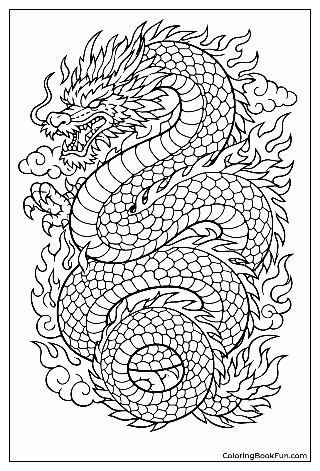 Dragon Coils with Flames