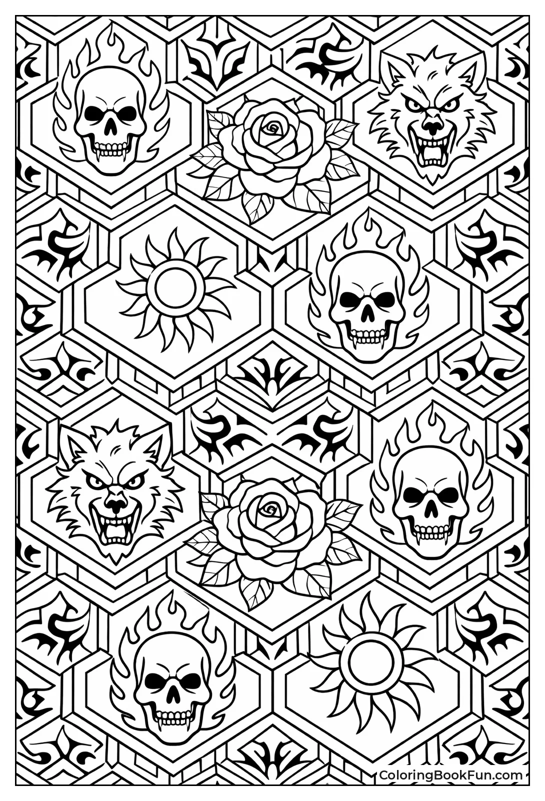 Hexagonal Tribal Tile Pattern