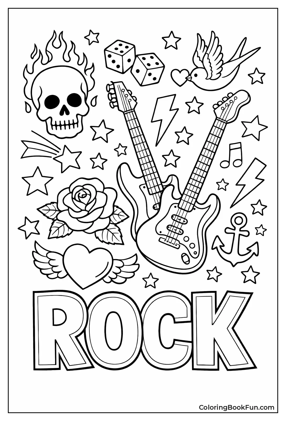 Guitars Bolts Stars Doodles