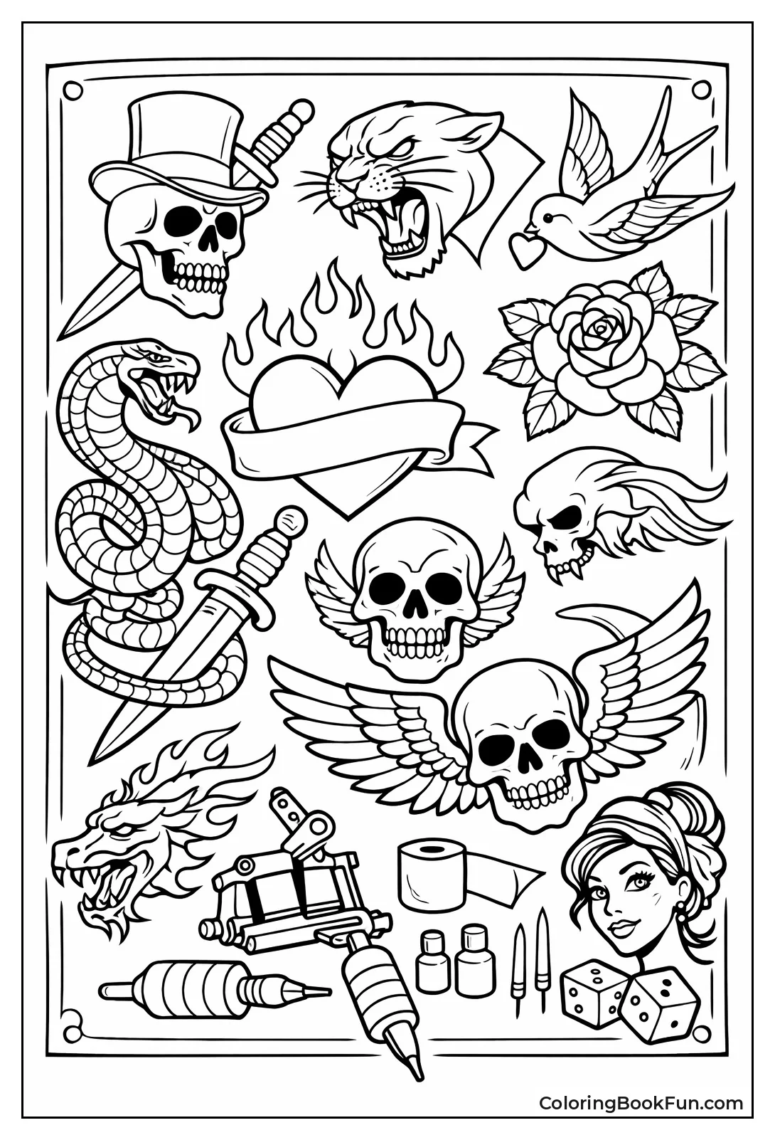 Stencil Tattoo Line Art