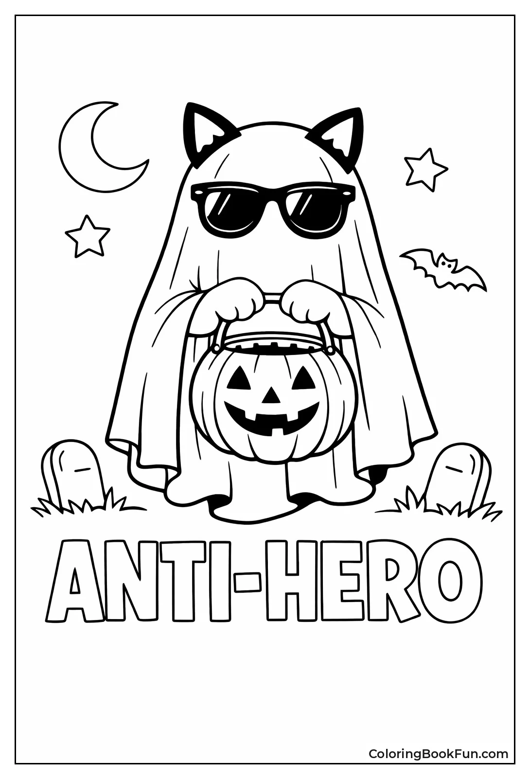 Ghost Cat with Pumpkin