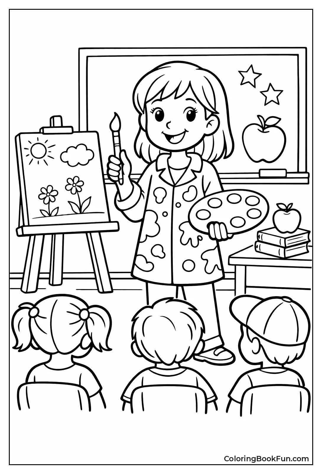 Teacher Holding Paint Palette Brush