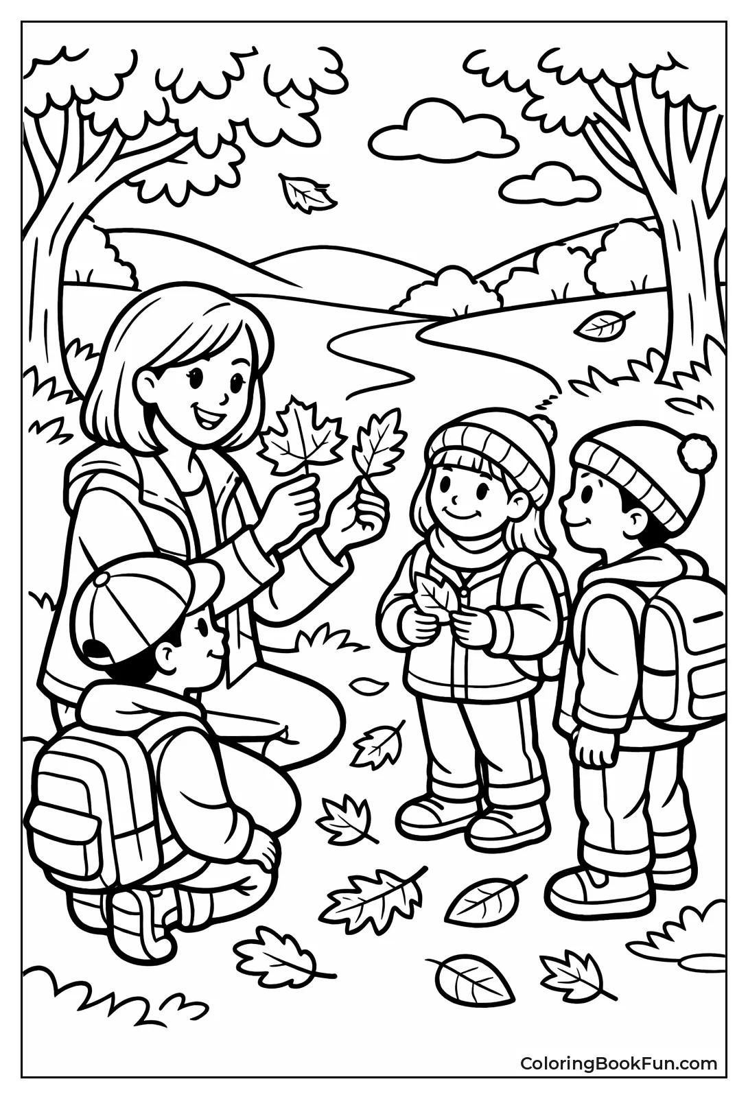 Teacher Showing Autumn Fall Leaves