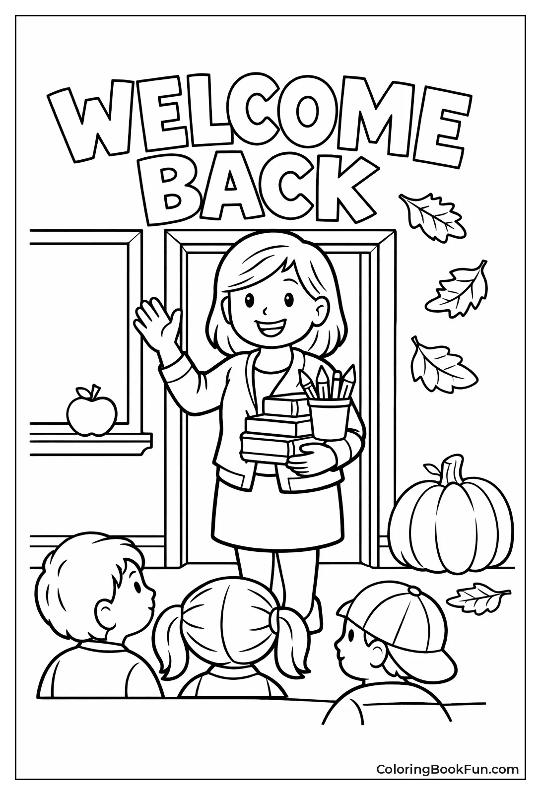 Teacher Waving at Classroom Door