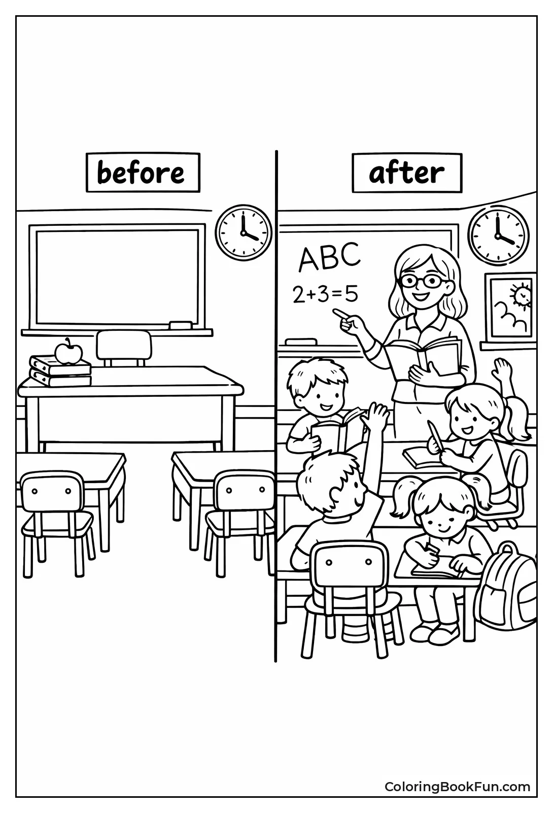 Before After Classroom Busy Scene
