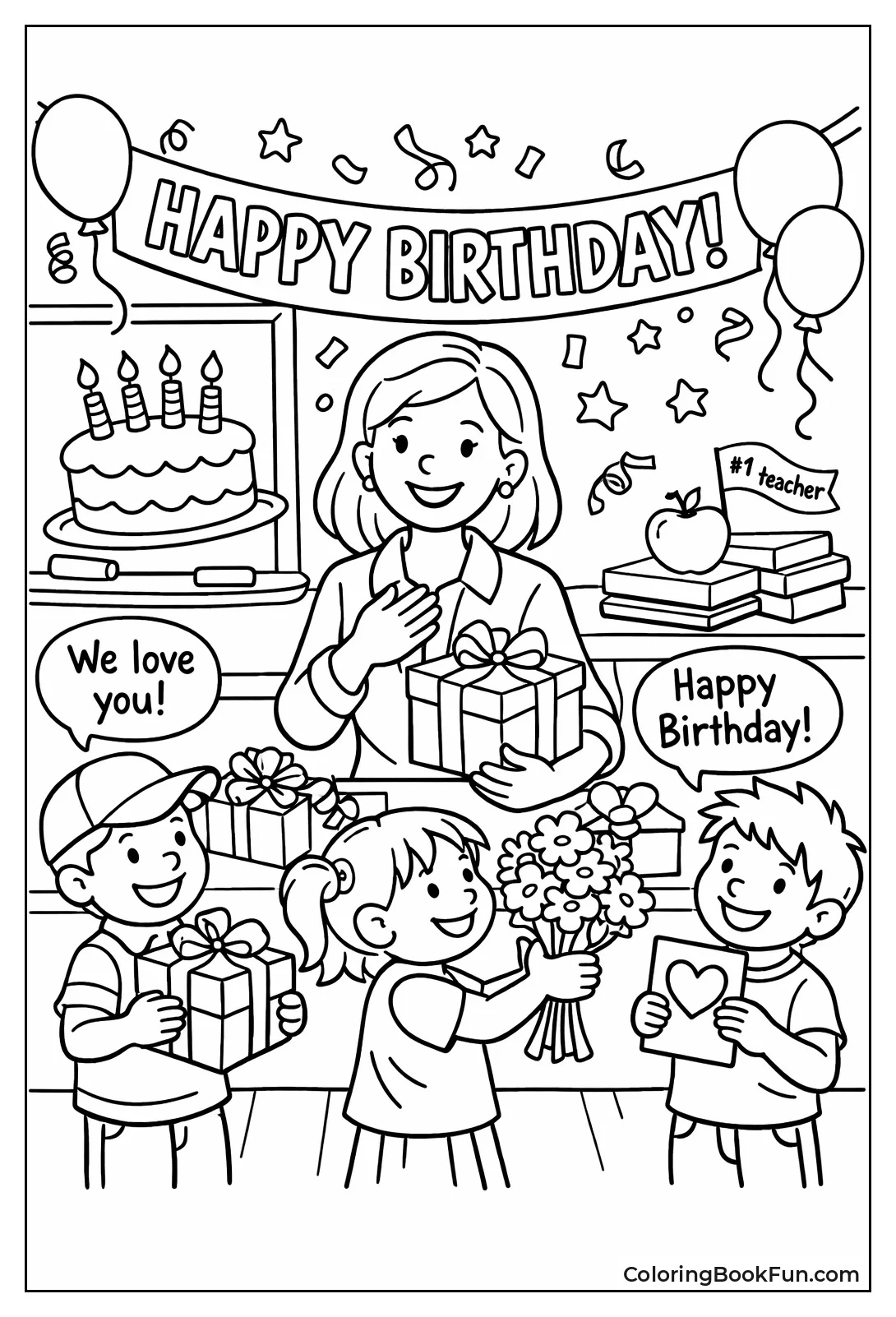 Teacher Getting Birthday Classroom Gifts