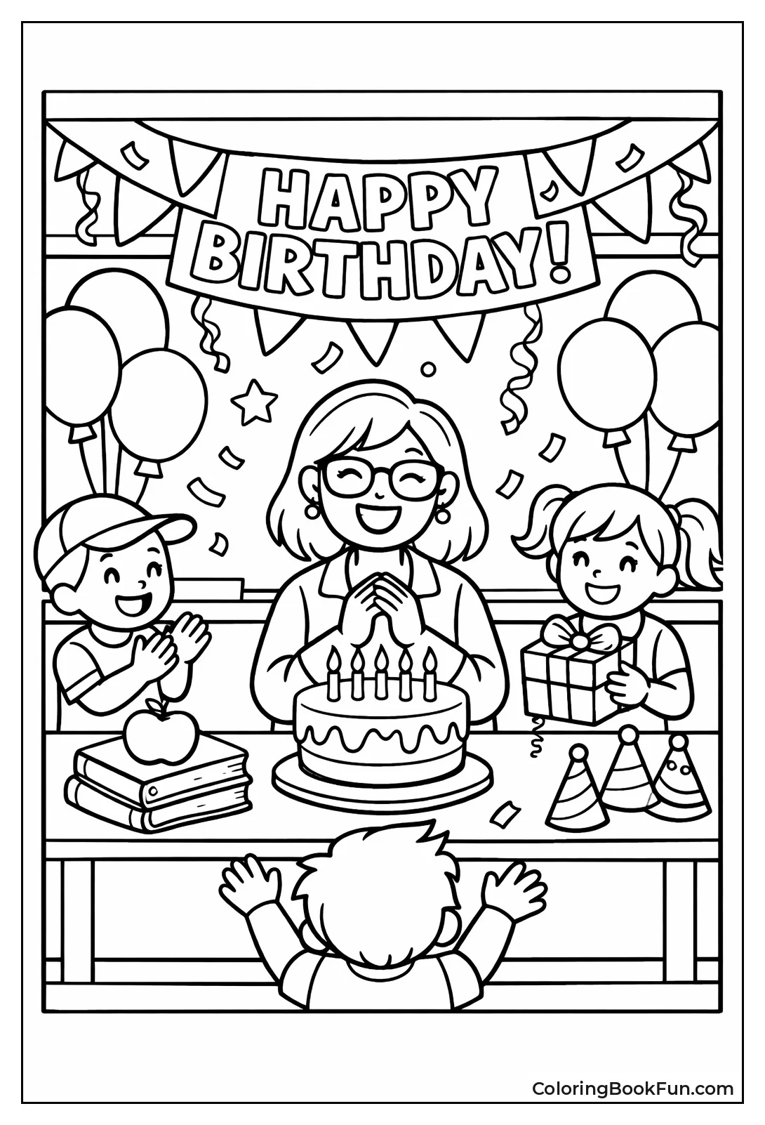 Teacher Birthday Cake Balloons Party