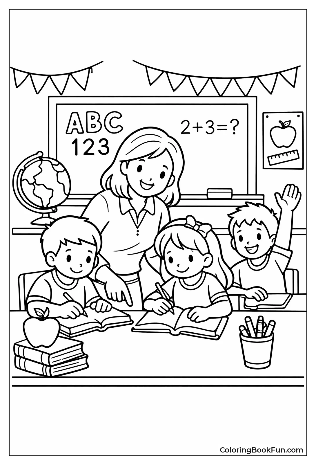 Teacher Helping Community School Icons