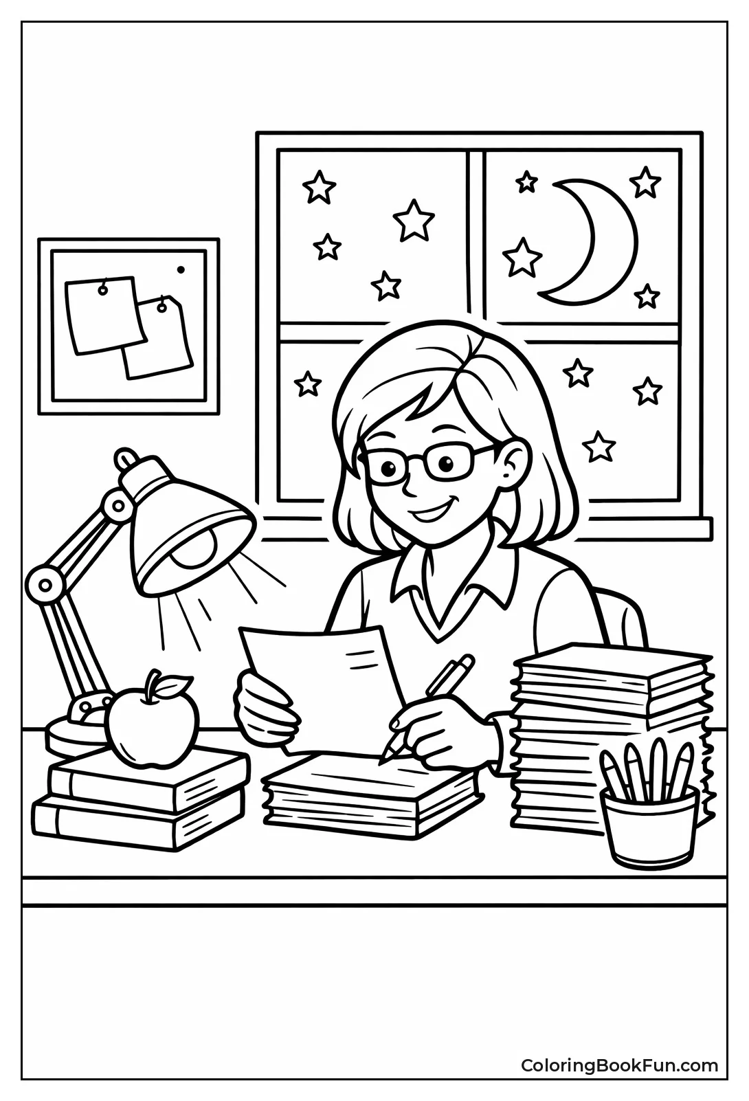 Teacher Grading Papers Night Lamp