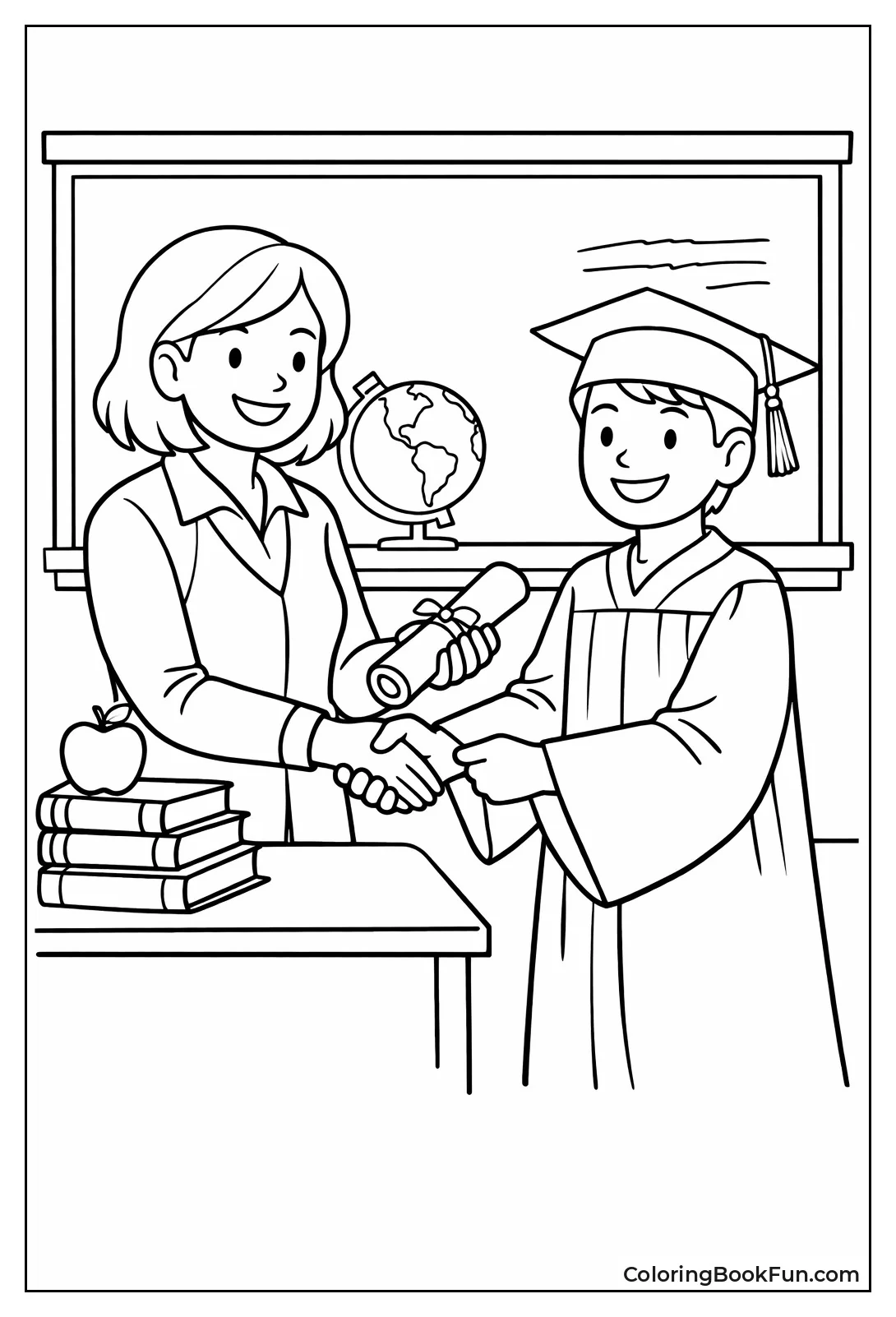 Teacher Handing Graduation Diploma