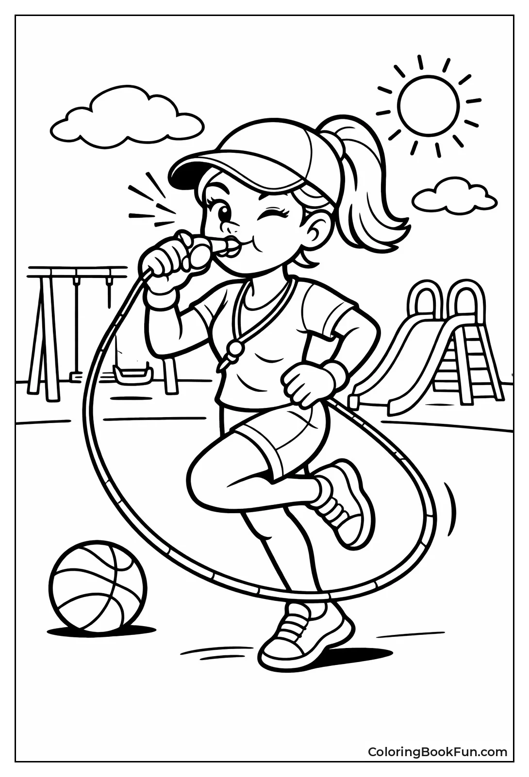 PE Coach Blowing Whistle Jump Rope