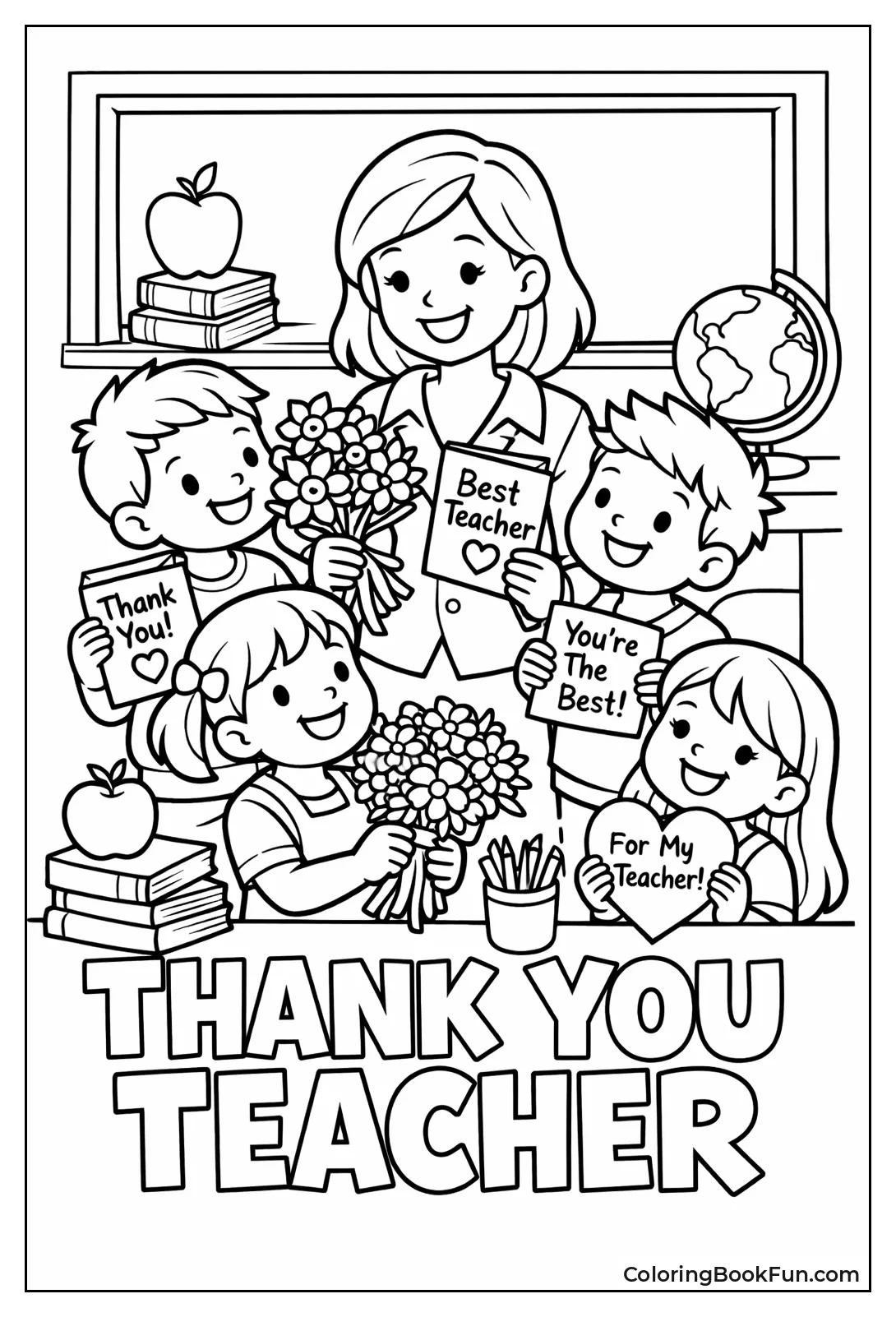 Teacher with Thank You Flowers