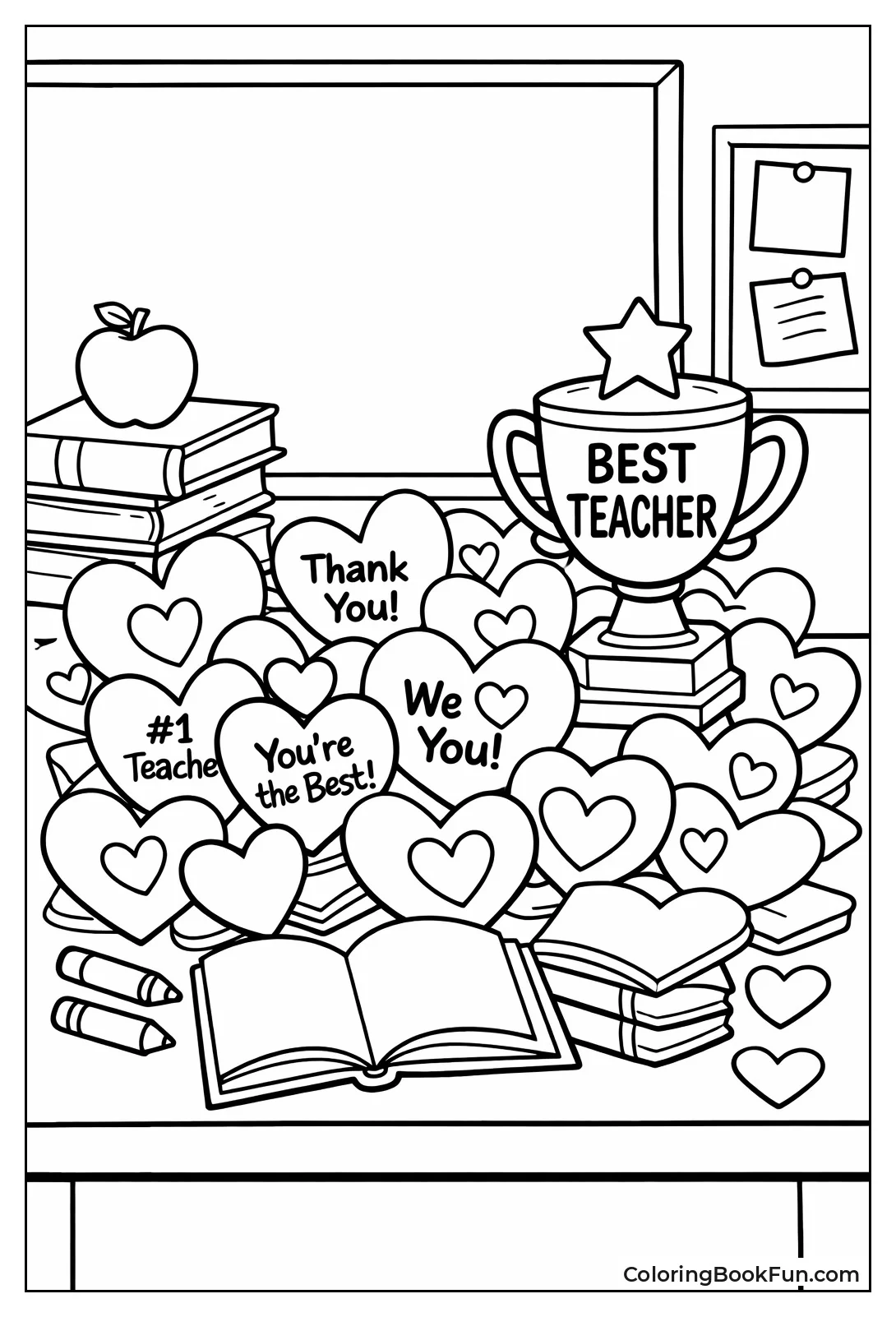 Teacher Desk with Heart Cards