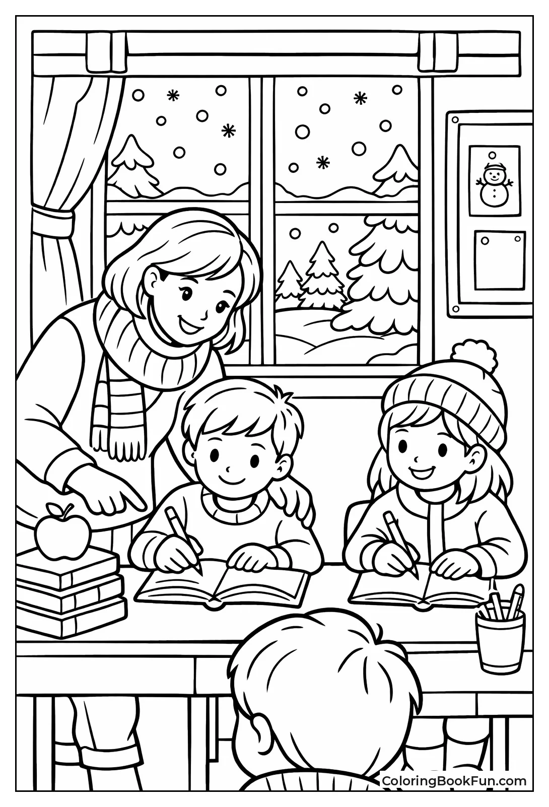 Teacher by Frosty Winter Window