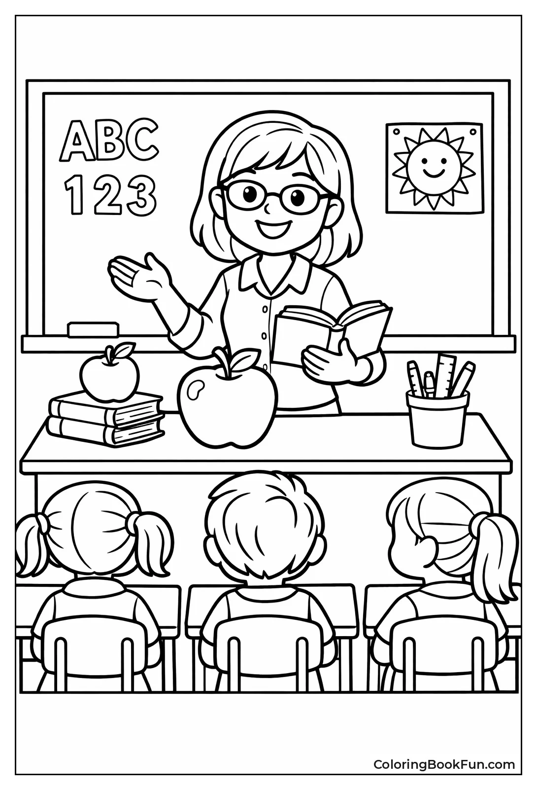 Friendly Teacher with Shiny Apple