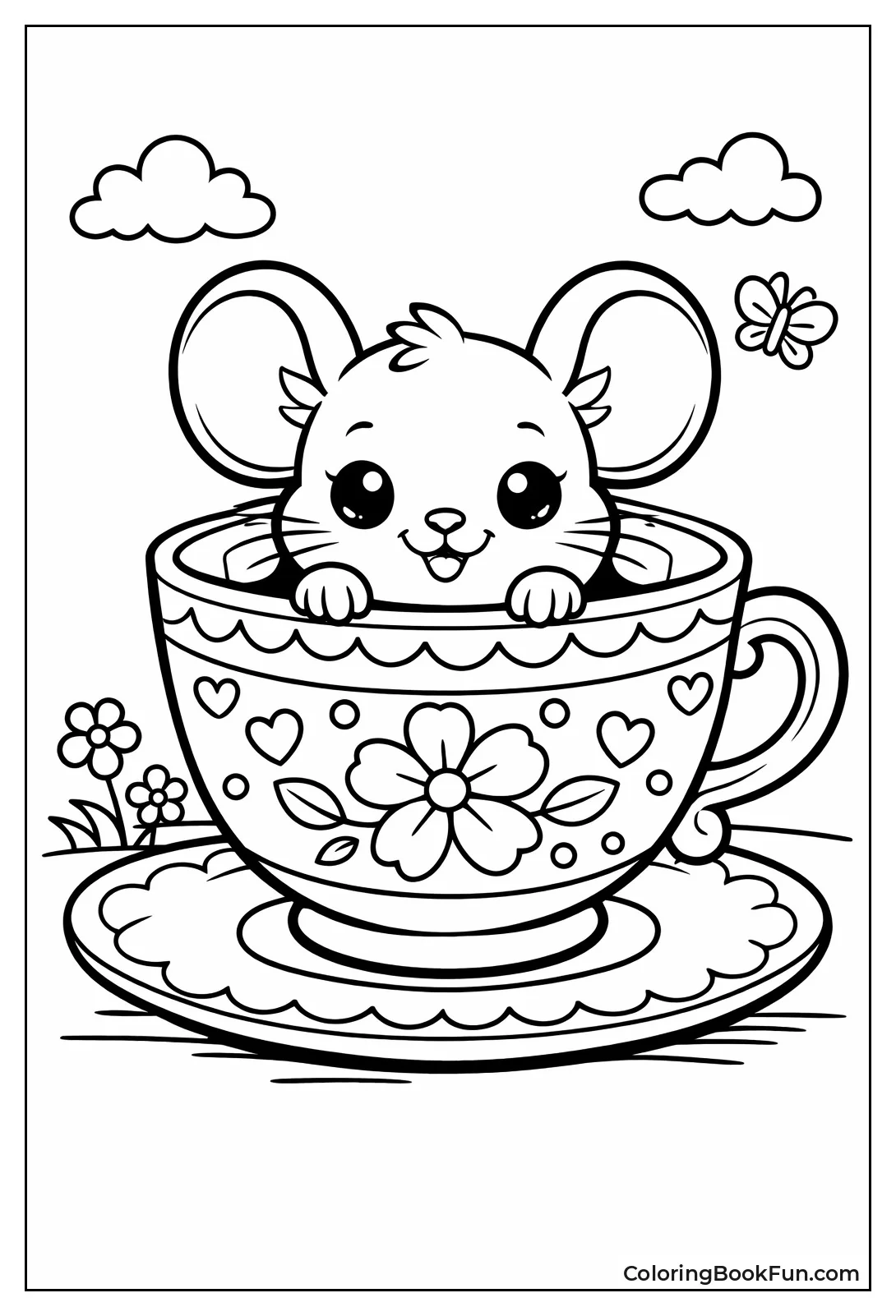 Mouse Peeking from Teacup