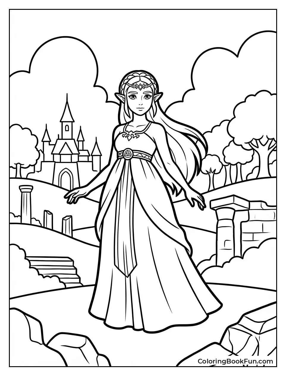 Zelda Stands in Hyrule Gown
