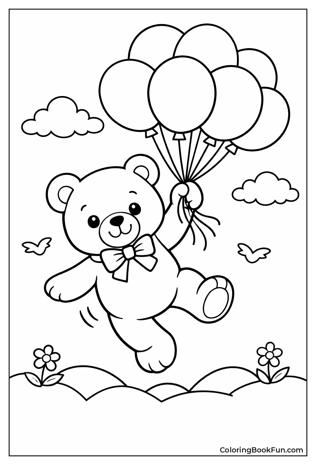 Teddy Floats with Balloons