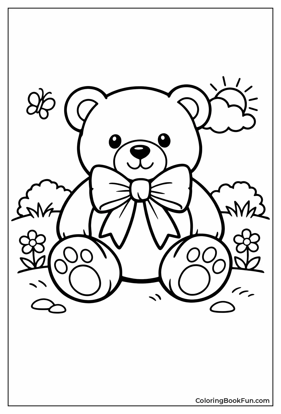 Sitting Teddy with Ribbon