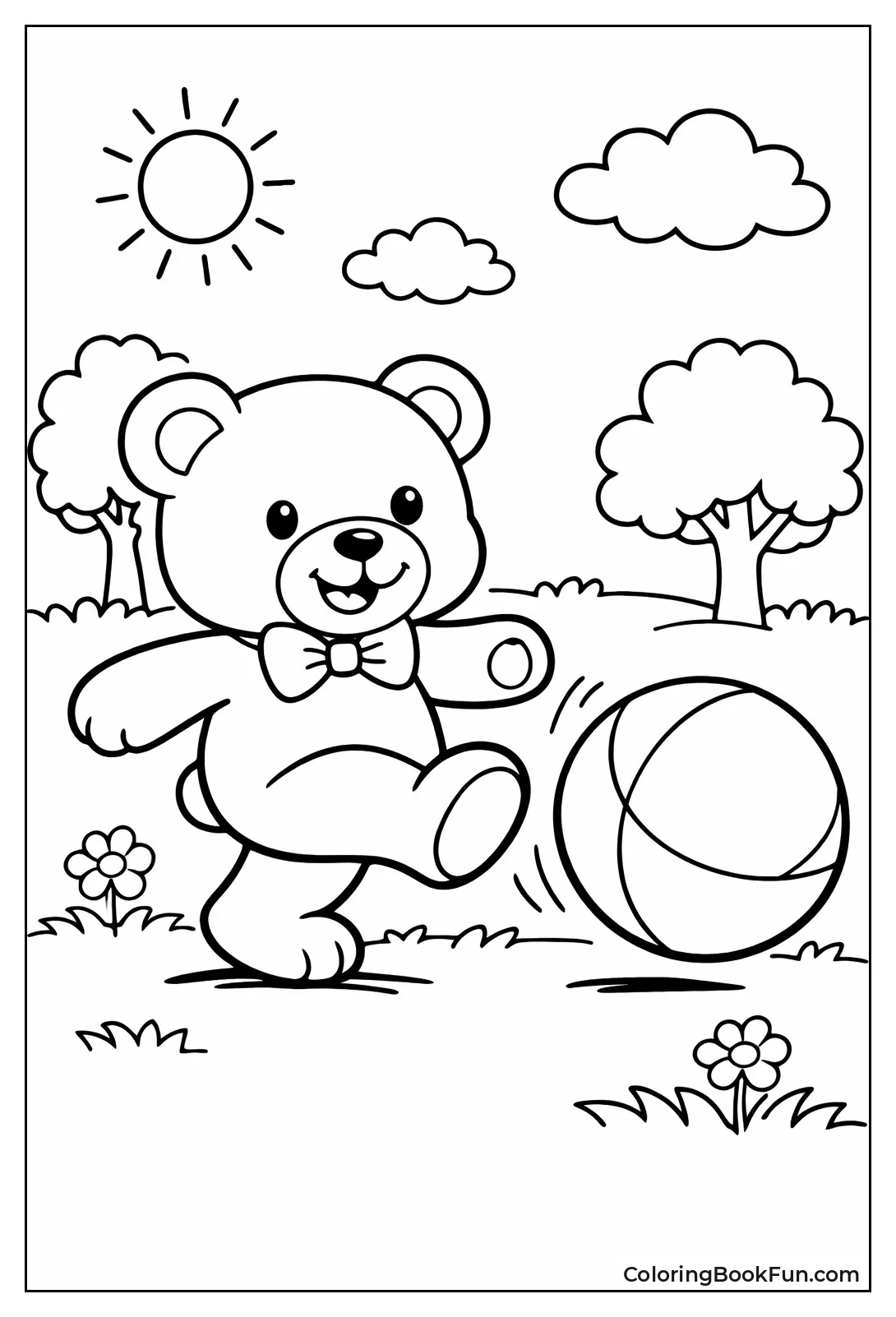 Teddy Kicks Big Ball