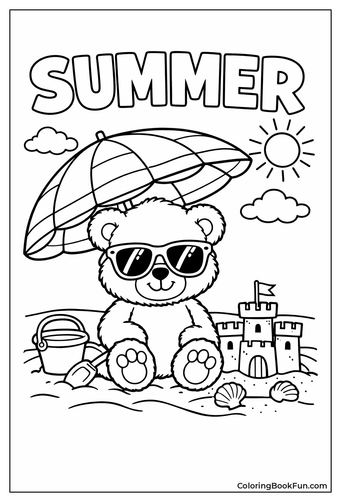 Teddy under Beach Umbrella