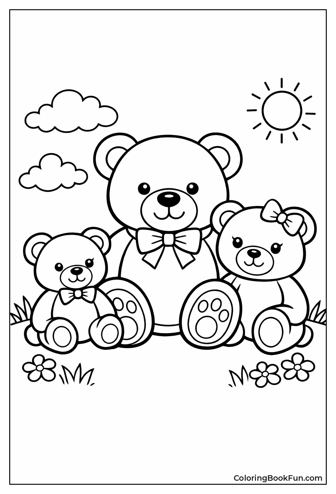 Teddy Bear Family Sits