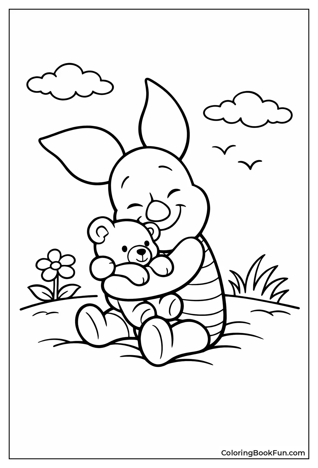 Piglet Hugs Teddy Bear
